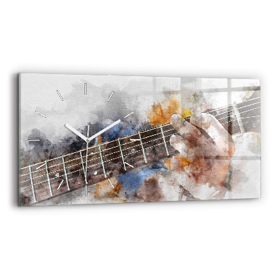 Glass wall clock rectangular Guitar