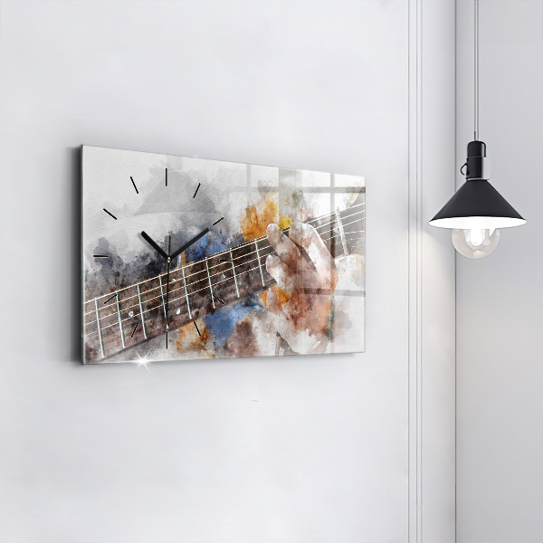 Glass wall clock rectangular Guitar