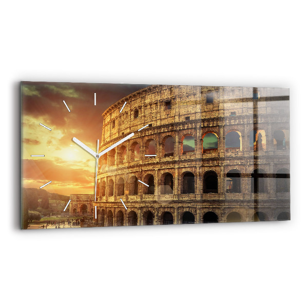 Glass wall clock rectangular Roman Colosseum