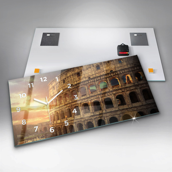 Glass wall clock rectangular Roman Colosseum