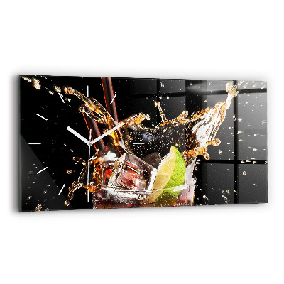 Glass wall clock rectangular Drink with ice