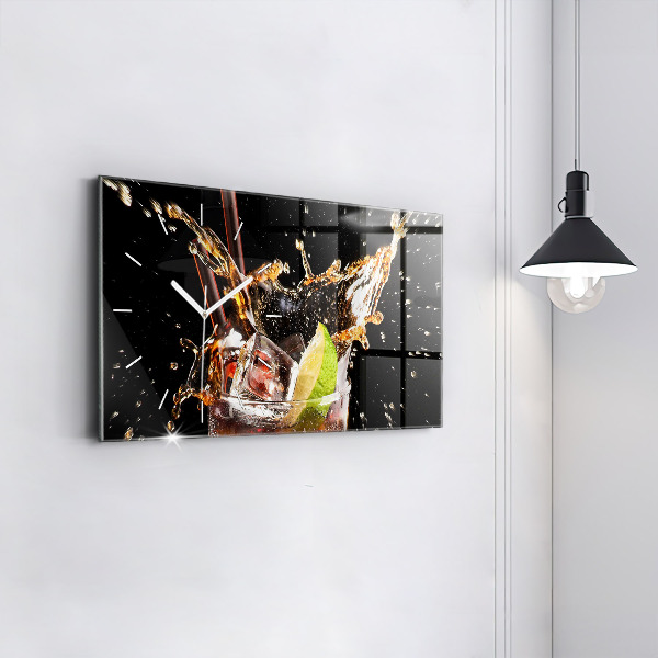 Glass wall clock rectangular Drink with ice