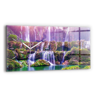 Glass wall clock rectangular Jiulong Waterfall China
