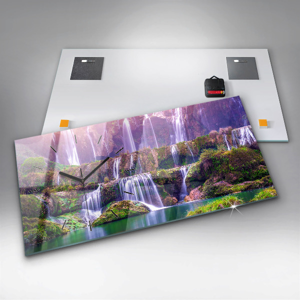 Glass wall clock rectangular Jiulong Waterfall China
