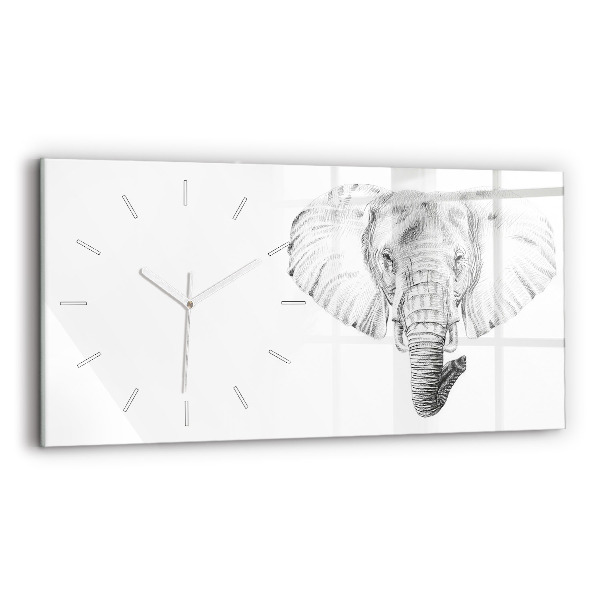 Glass wall clock rectangular Vector Elephant Head