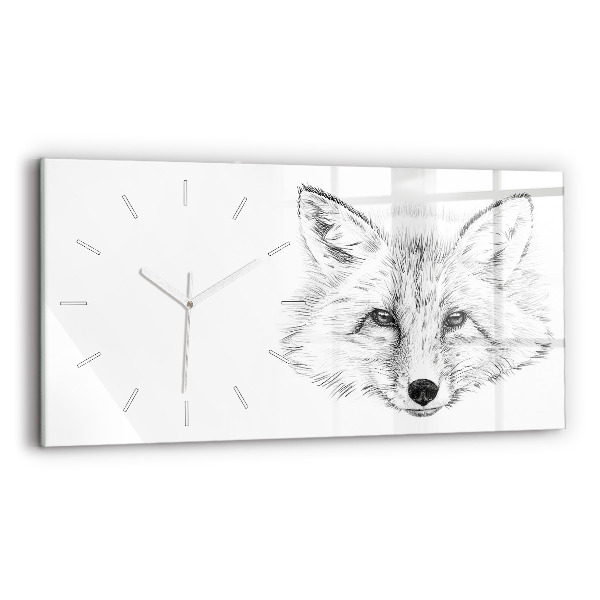 Glass wall clock rectangular Vector Fox Head