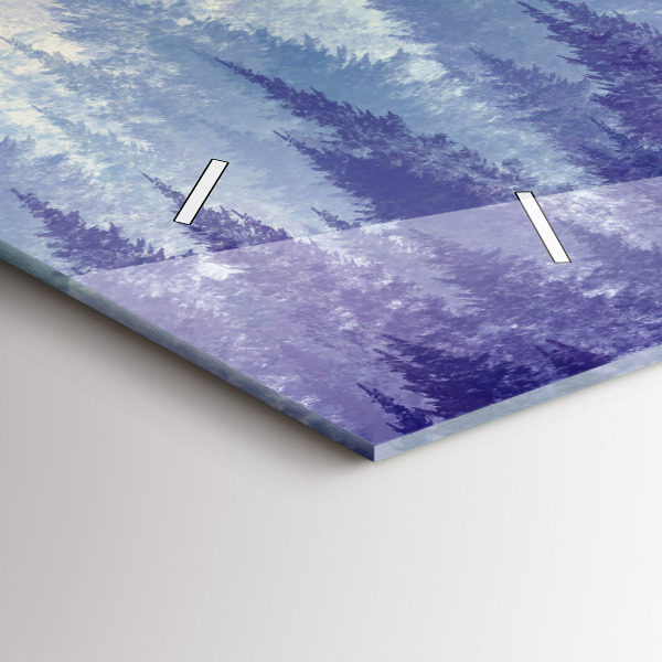 Glass wall clock rectangular Forest in the Fog