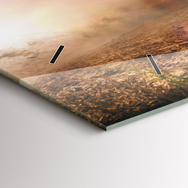 Glass wall clock rectangular Man on a motorcycle