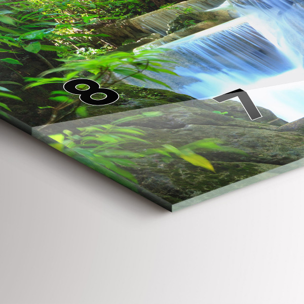 Glass wall clock rectangular Waterfall in the forest