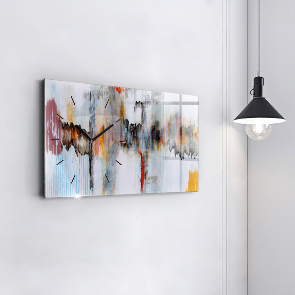 Glass wall clock rectangular Abstraction