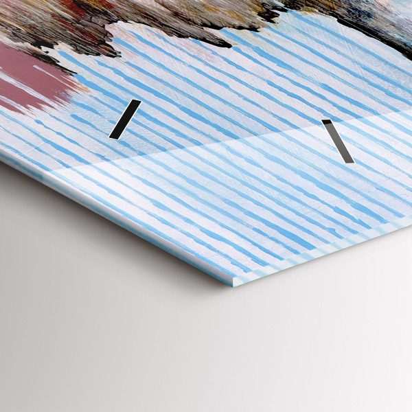 Glass wall clock rectangular Abstraction