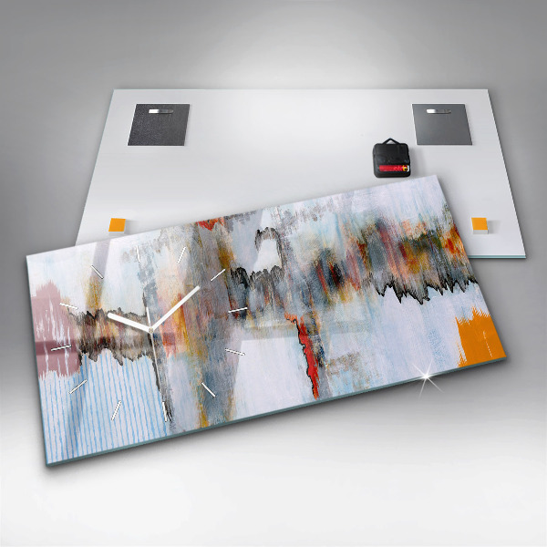 Glass wall clock rectangular Abstraction
