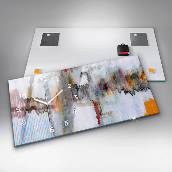 Glass wall clock rectangular Abstraction