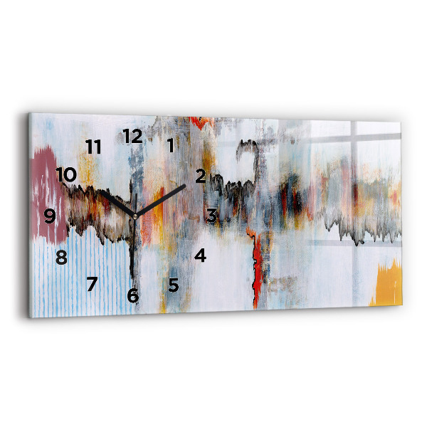 Glass wall clock rectangular Abstraction