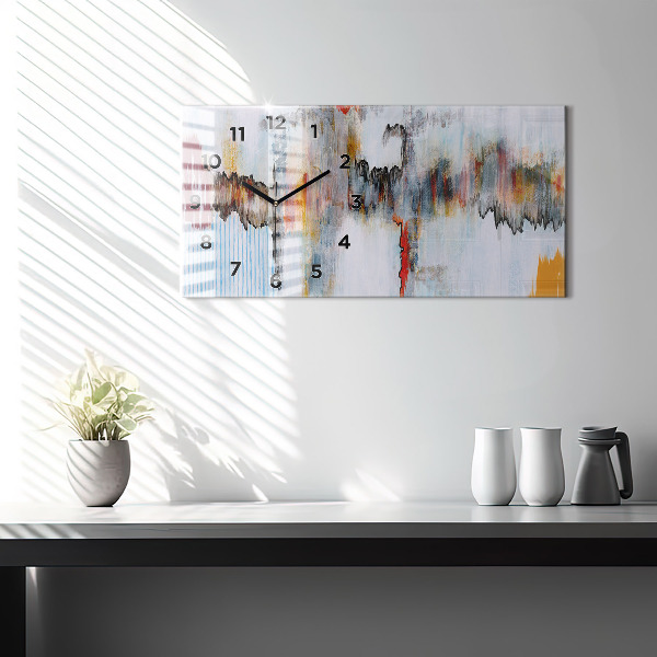 Glass wall clock rectangular Abstraction