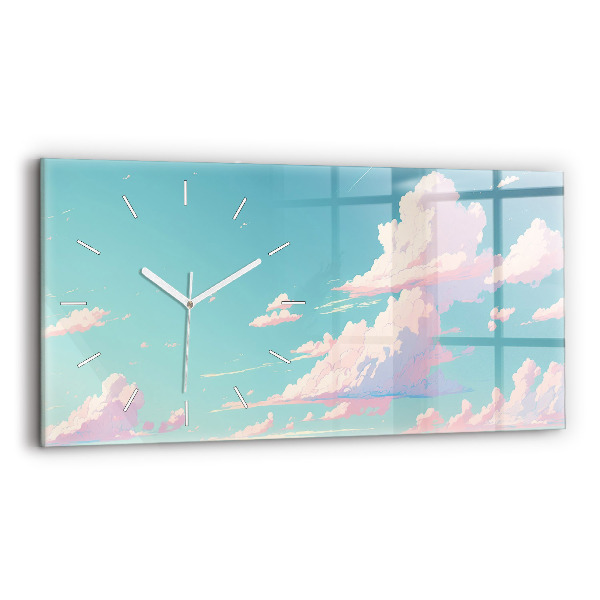 Glass wall clock rectangular Pastel color of the sky
