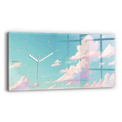 Glass wall clock rectangular Pastel color of the sky