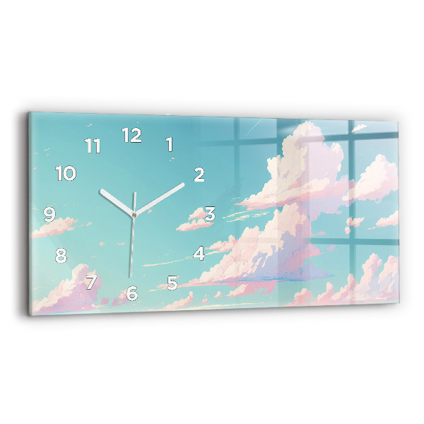 Glass wall clock rectangular Pastel color of the sky