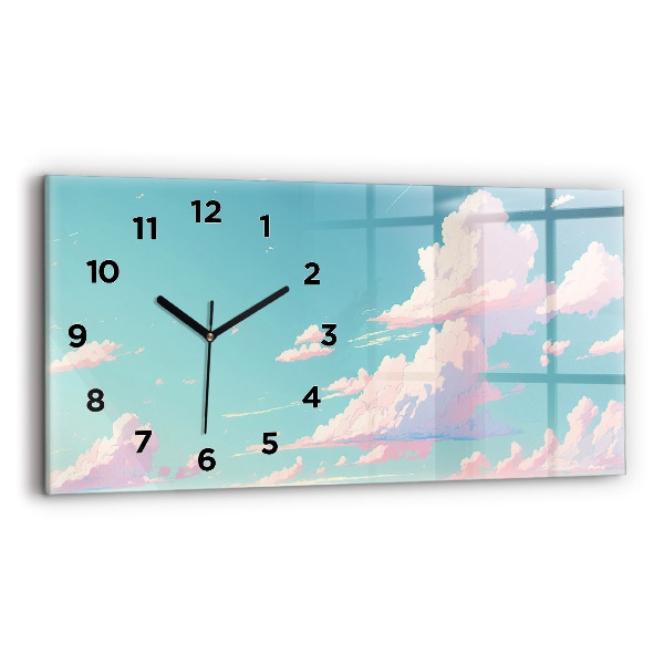 Glass wall clock rectangular Pastel color of the sky