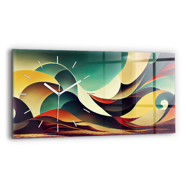 Glass wall clock rectangular Abstract lines background