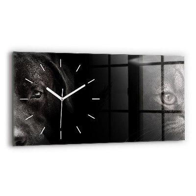 Glass wall clock rectangular Scottish Fold Dog and Cat