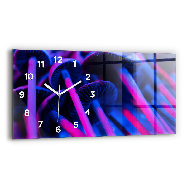 Glass wall clock rectangular Magic Mushrooms Colorful