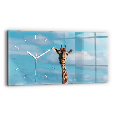Glass wall clock rectangular Tall Giraffe Against Sky Background