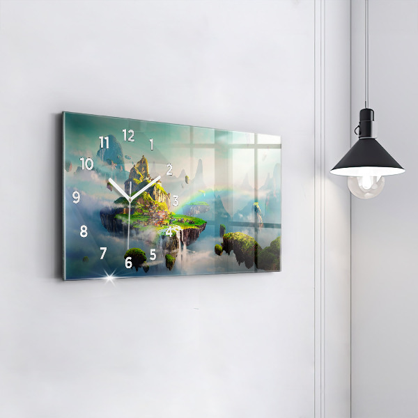 Glass wall clock rectangular Chinese style fantasy scenes