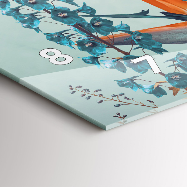 Glass wall clock rectangular Woman with flowers