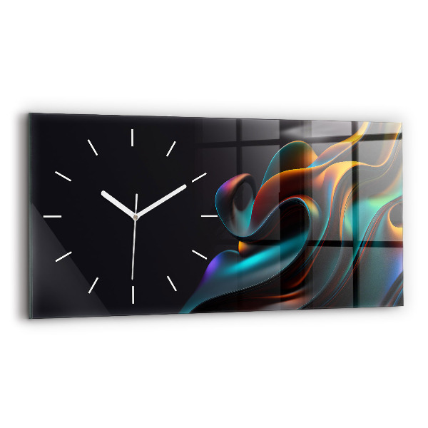 Glass wall clock rectangular Futuristic wave