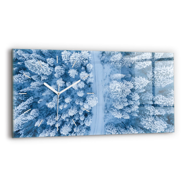 Glass wall clock rectangular Forest from a bird's eye view Drone