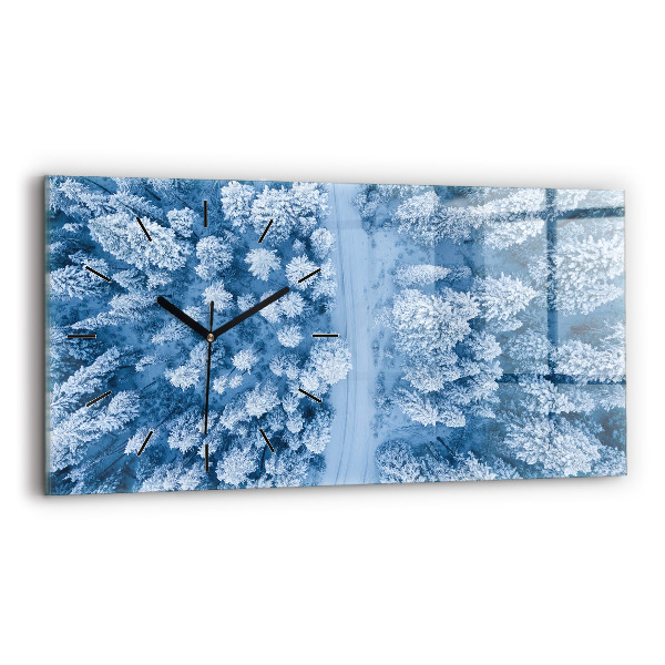 Glass wall clock rectangular Forest from a bird's eye view Drone