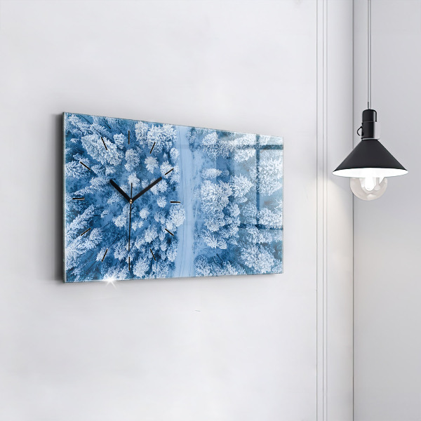 Glass wall clock rectangular Forest from a bird's eye view Drone