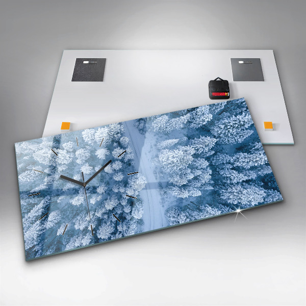 Glass wall clock rectangular Forest from a bird's eye view Drone