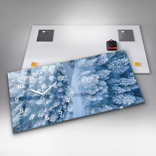 Glass wall clock rectangular Forest from a bird's eye view Drone