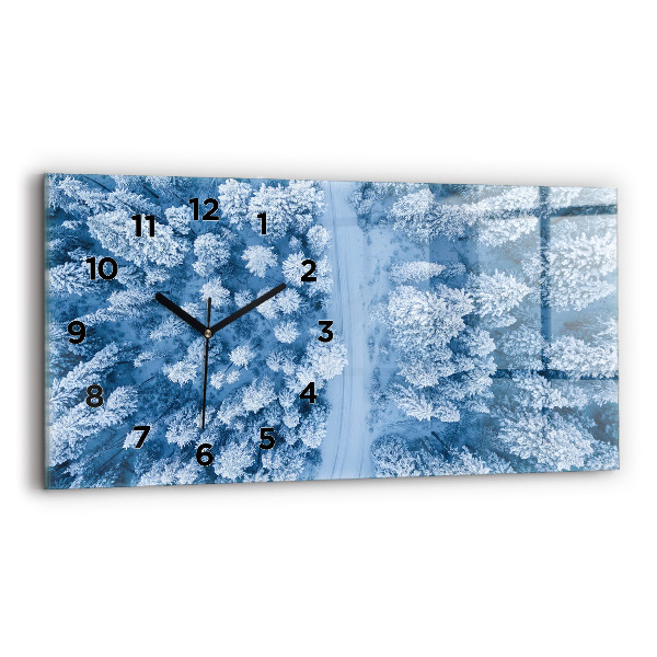 Glass wall clock rectangular Forest from a bird's eye view Drone