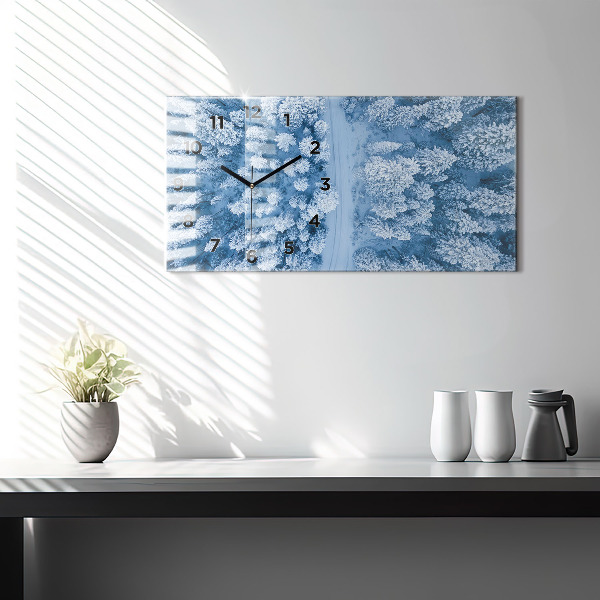 Glass wall clock rectangular Forest from a bird's eye view Drone