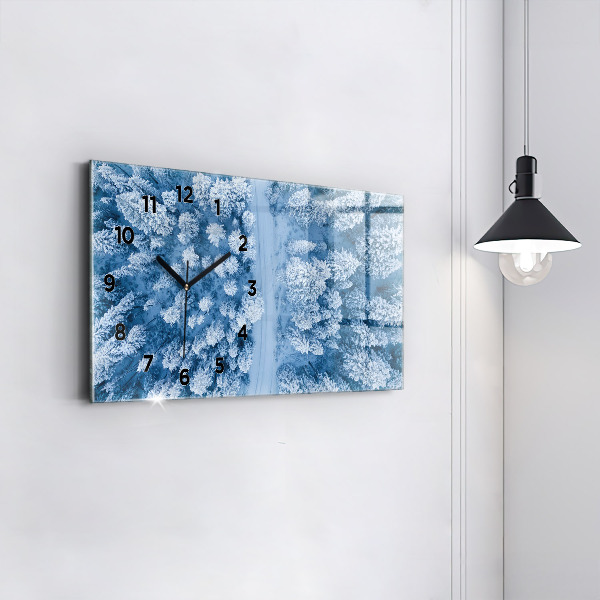 Glass wall clock rectangular Forest from a bird's eye view Drone