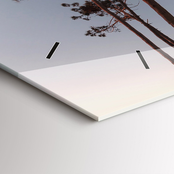 Glass wall clock rectangular Crescent and trees