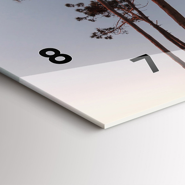Glass wall clock rectangular Crescent and trees