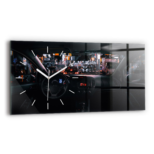 Glass wall clock rectangular Car in Tokyo