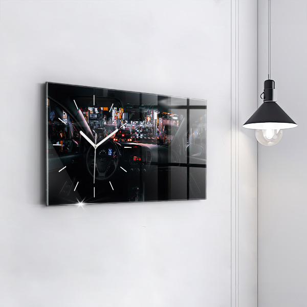 Glass wall clock rectangular Car in Tokyo