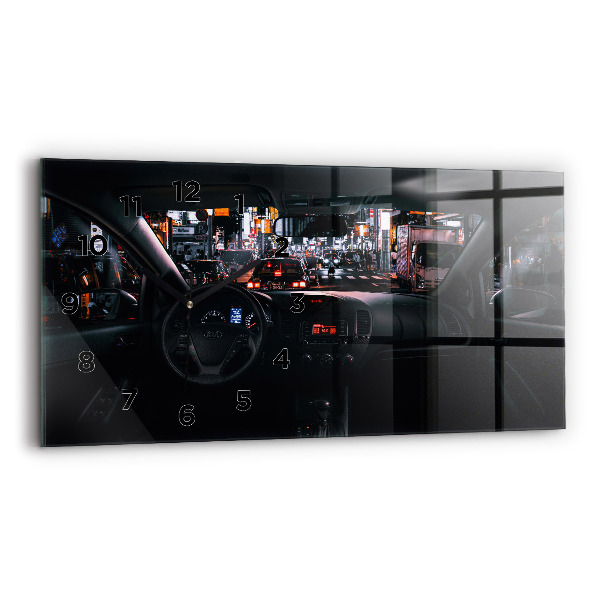 Glass wall clock rectangular Car in Tokyo