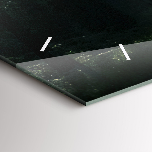 Glass wall clock rectangular Forest road and streaks of sunlight