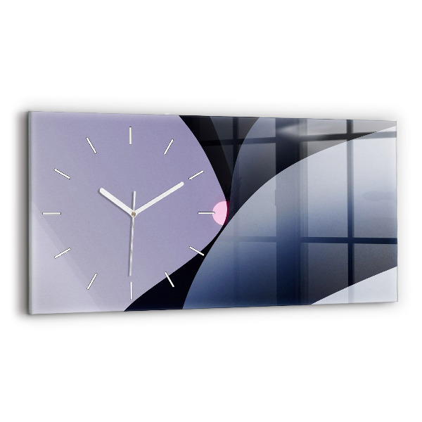 Glass wall clock rectangular Abstraction sun