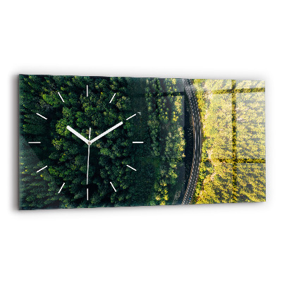 Glass wall clock rectangular Forest from a bird's eye view