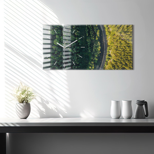 Glass wall clock rectangular Forest from a bird's eye view
