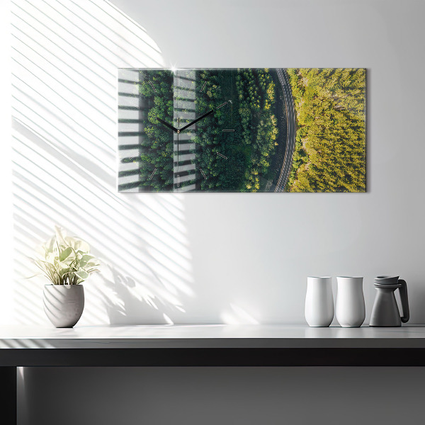 Glass wall clock rectangular Forest from a bird's eye view