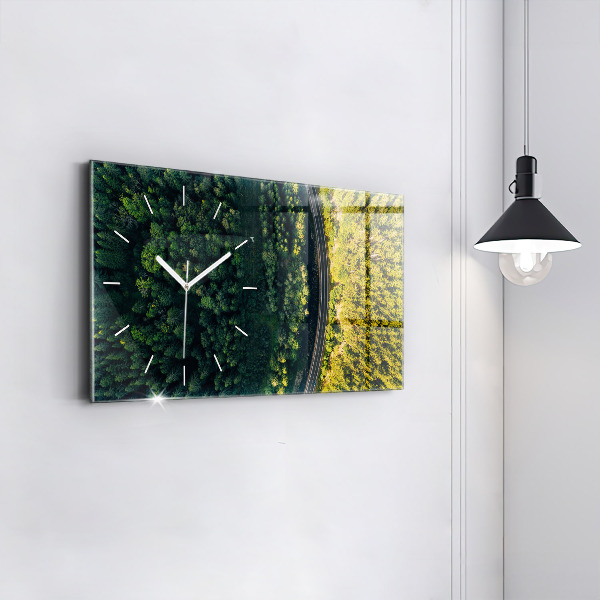 Glass wall clock rectangular Forest from a bird's eye view