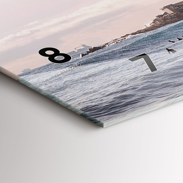 Glass wall clock rectangular Barcelona Surfer